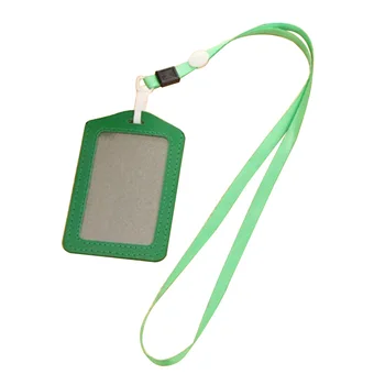 

Perfect-10Pcs PU Leather Pocket ID Card Pass Badge Holders Case With Neck Strap Lanyard, Vertical