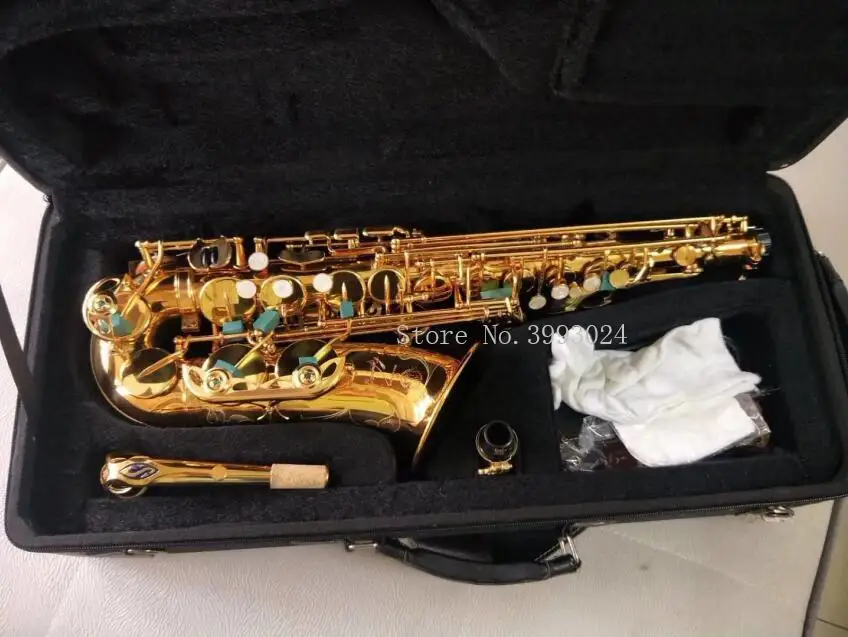 

New France Selme 54 Model Alto Saxophone Gold Lacquer Brass Instruments with case, mouthpiece, gloves, reeds, straps