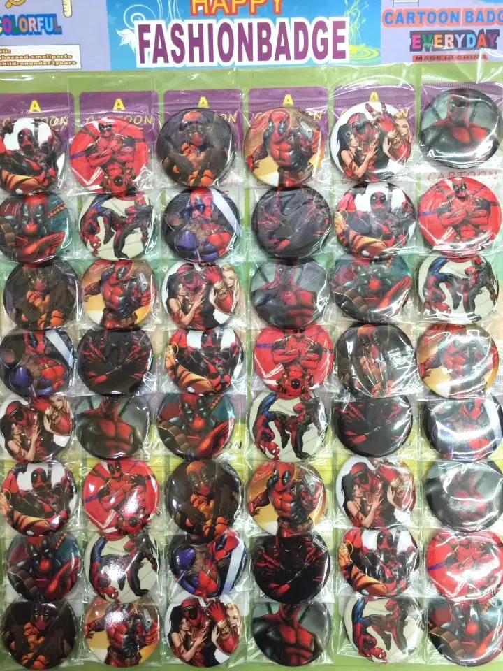 

New 48pcs/set Cartoon Deadpool Round Brooch Button Pin 4.5 cm DIY Gift YZ-231