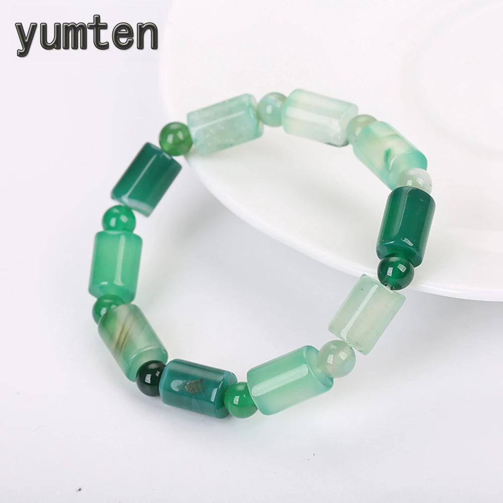 

Emerald Jade Beads Bracelet Natural Agate Gems Statement Green Jadeite Fashion Girl Kristal 17Cm Delicate Jewelry Jade