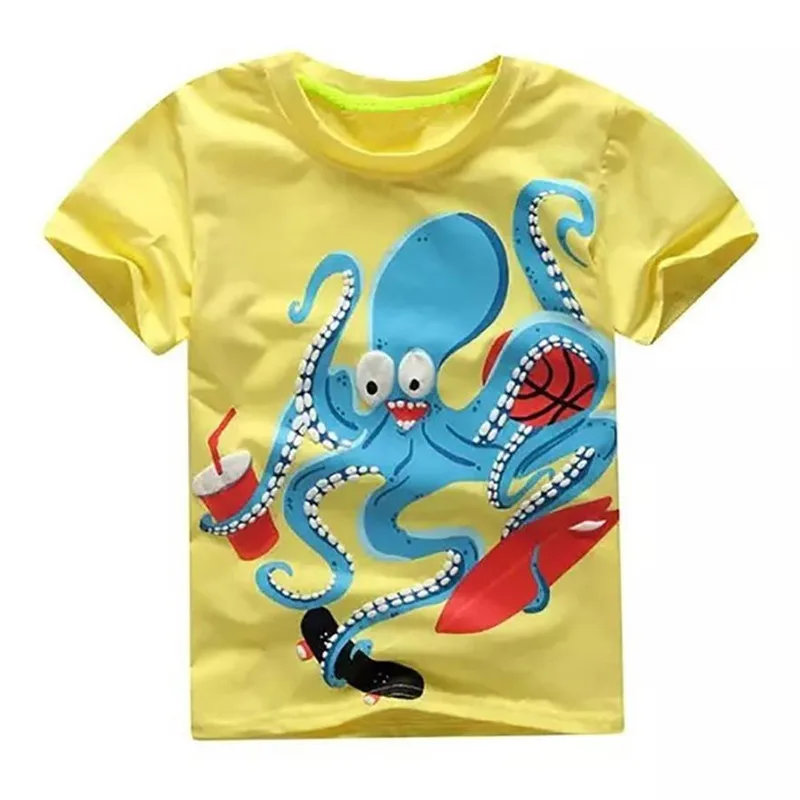 

COMFY KIDS Summer T-shirt for Boy Octopus Character Printing Kids Tee Shirt Boys Short Sleeve Children Clothing Tops