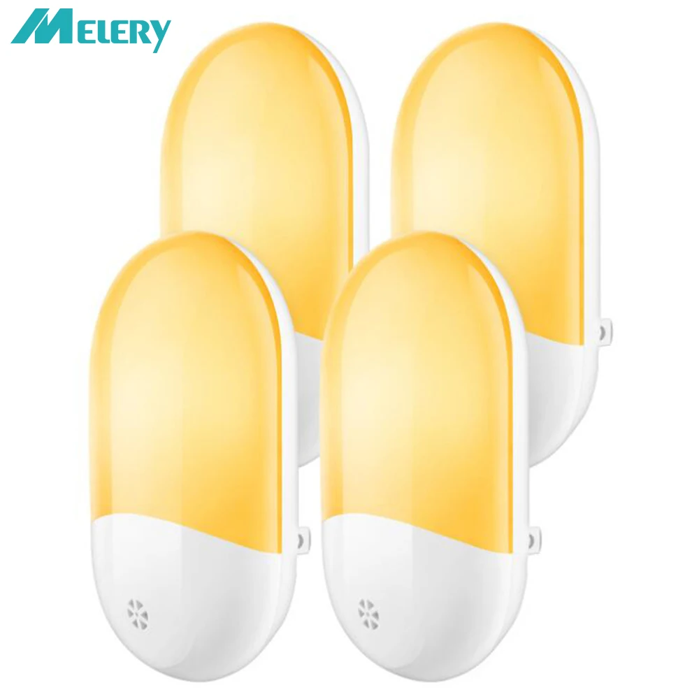 

LED Sensor Light Plug-in Night Light Warm White LED Nightlight Dusk-to-Dawn for Bedroom Bathroom,Kitchen,Hallway,Stairs-4PACK