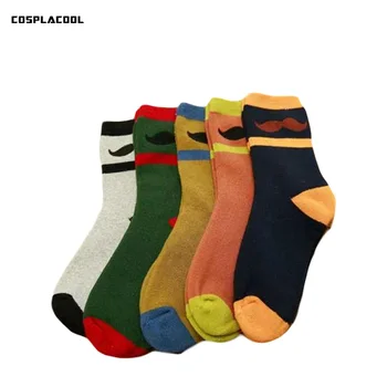 

[COSPLACOOL]New beard pattern funny socks men breathable cotton autumn winter calcetines medium thick socks Sokken