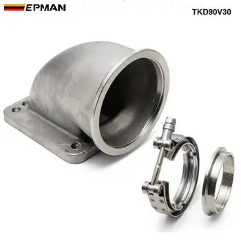 

1 set 3" Vband 90Degree SS Cast Turbo Elbow Adapter Flange+Clamp For T3 T4 Turbocharger TKD90V30