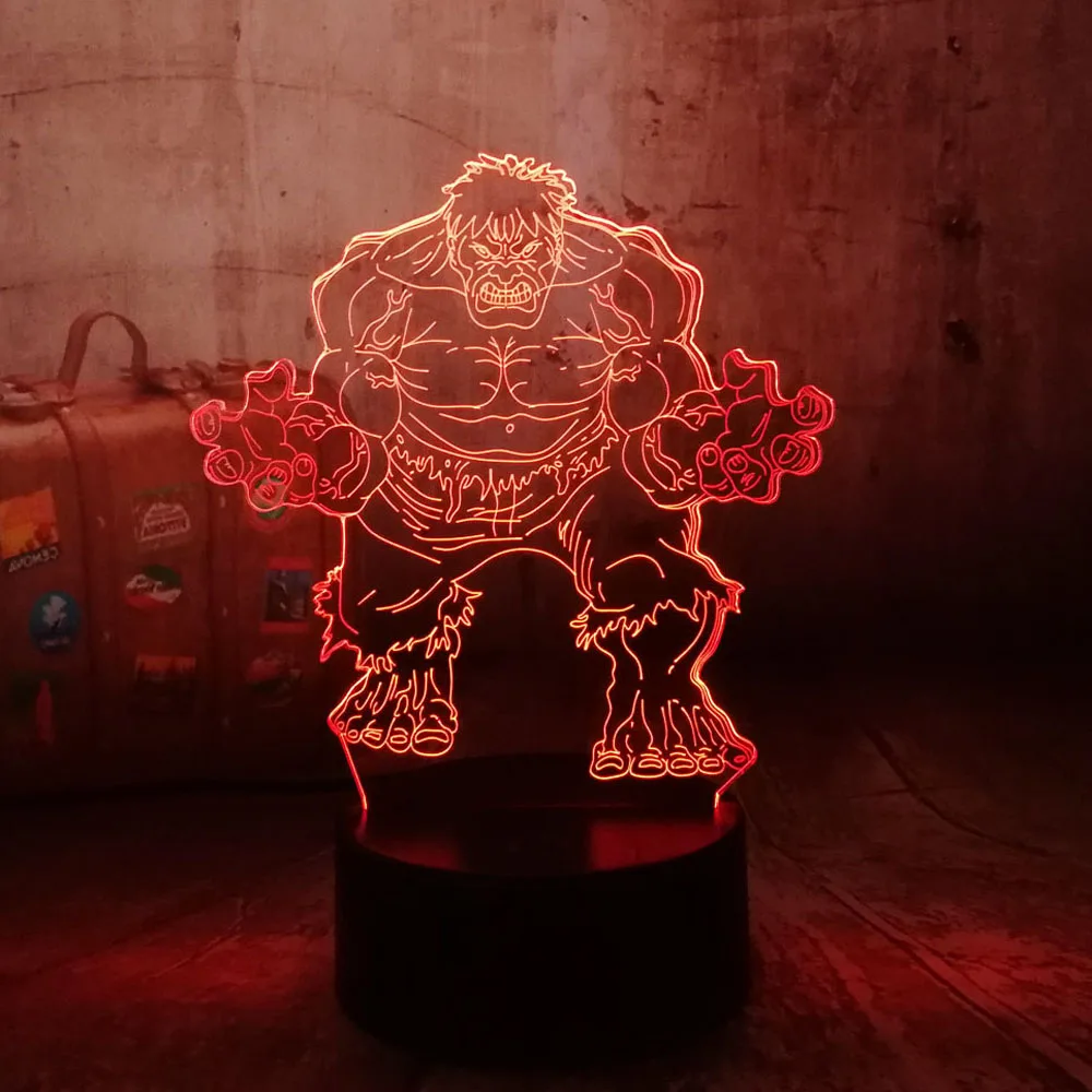 Marvel Мстители супергерои Минифигурки Халк 3D светодиодный RGB ночник 7 цветов