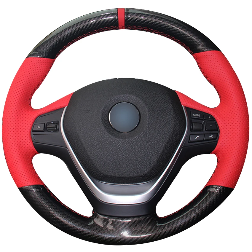 Красный кожаный маркер для руля BMW F30 320i 328i 320d F20 углеродное волокно|car steering wheel