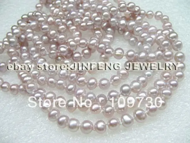 

Jewelry 002223 65" long 6mm lavender freshwater pearl necklace