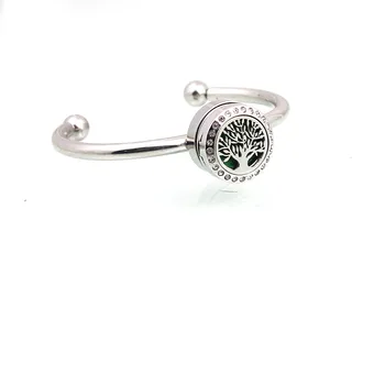 

20mm Magnetic Stainless Steel Life of Tree Perfume Locket Bracelet 18mm Essential Oil Diffuser Locket Snap Button Bangle Jewelry