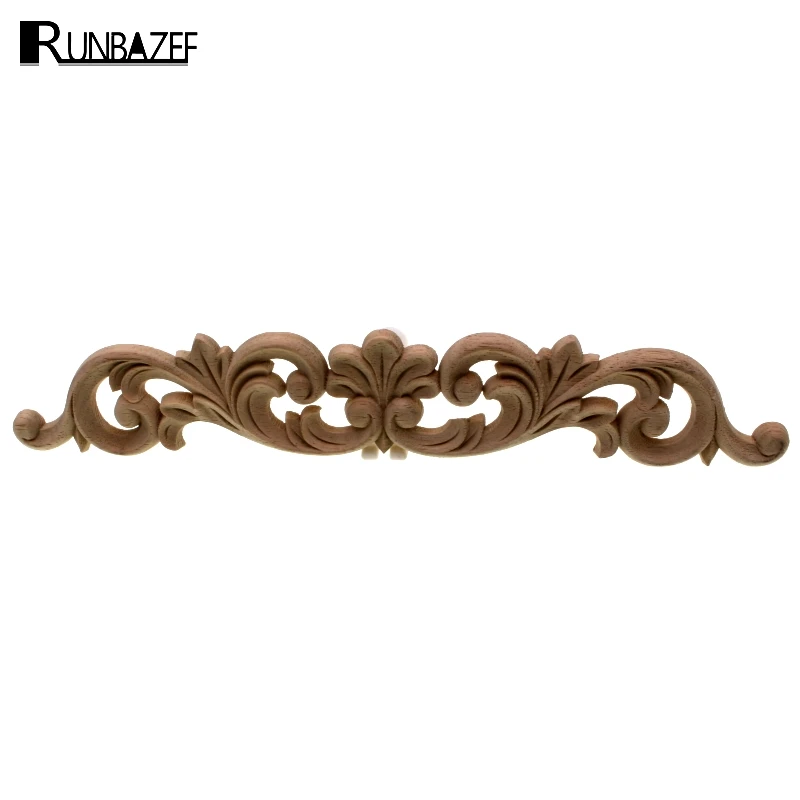 GROOMY Coppia Di Onlay In Legno Intagliato Non Dipinti - 13x7 Cm - Decorazioni Per Mobili, Porte E Pareti - Fai Da Te