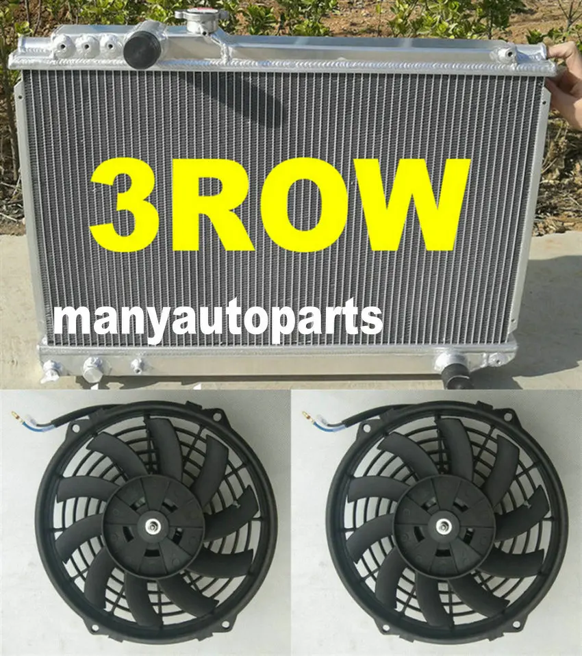 3 Rows Aluminum Radiator For Toyota Supra Soarer Mk3 7mgte + 2 Fans