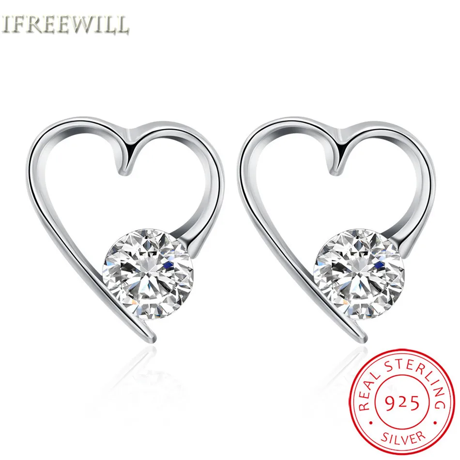 925 Silver Zircon stud Earring for Woman Trendy Love Form Product Valentine's Day Gift | Украшения и аксессуары