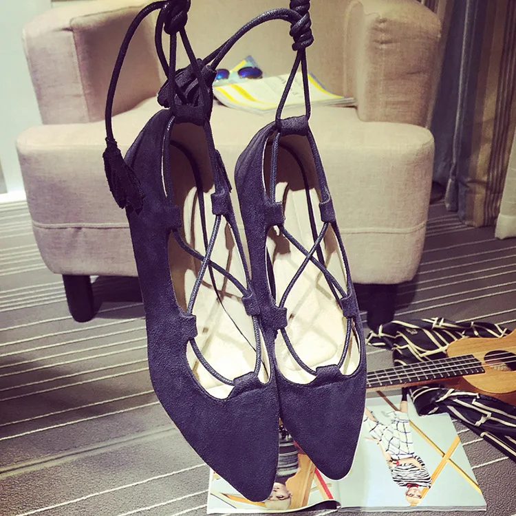 Sangles Noir Plat Coréen Croisées Mode Des De jaune D'été gris Pointues Nouvelles 2018 Femmes Chaussures q7vqzPprW