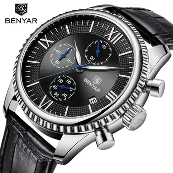 

BENYAR 2019 New Men's Watches Simple Luxury Fashion Watch Men's Uniform / Waterproof / Sports / Watch Leather Relogio Masculino