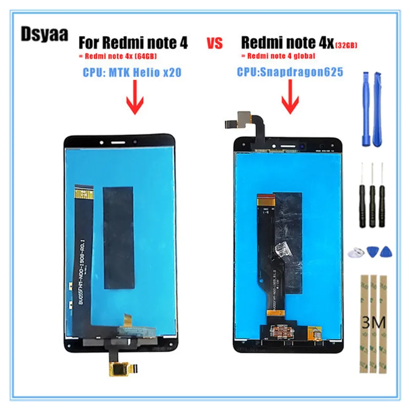 

5.5 Inch for Xiaomi Redmi Note 4 Note 4X LCD Display Digitizer Touch Screen MTK Helio X20 or Global Version 3GB 32GB parts