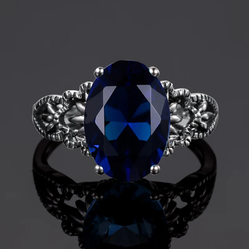 Szjinao Custom Processing 925 Sterling Silver Sapphire Rings Christmas Gift Europe Delicate Adorn Vintage Jewelry