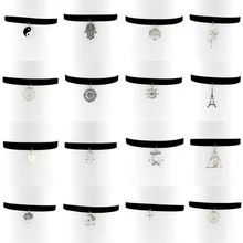 Черное колье-чокер из искусственной кожи, Готическая Регулируемая цепочка, очаровательная подвеска, Винтажные Ювелирные изделия, простые ожерелья-чокер