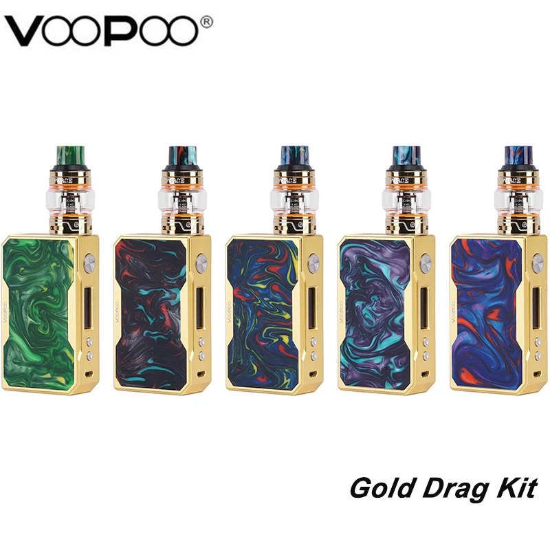 

VOOPOO Gold Frame Drag TC Kit with 157W Super Mode Box Mod Vape and Uforce Tank 5ml Electronic Cigarettes Drag 157W Kit