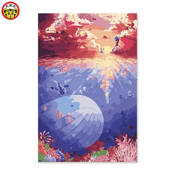 

painting by numbers art paint by number cartoon blue romantic fantasy whale maidens hand finish the new house paintings by numbe