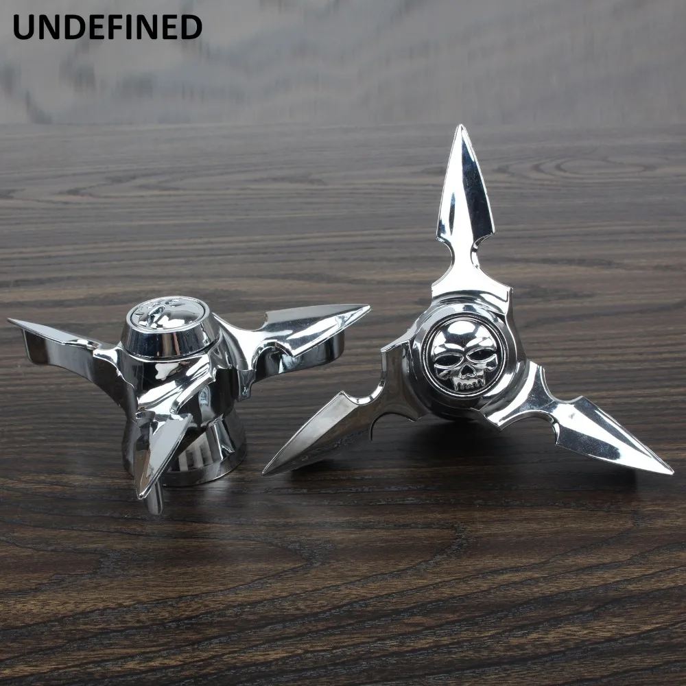 Motorcycle Axle Caps Cover Chrome Skull Spun Blade Front Axle Nut Covers For Harley Sportster