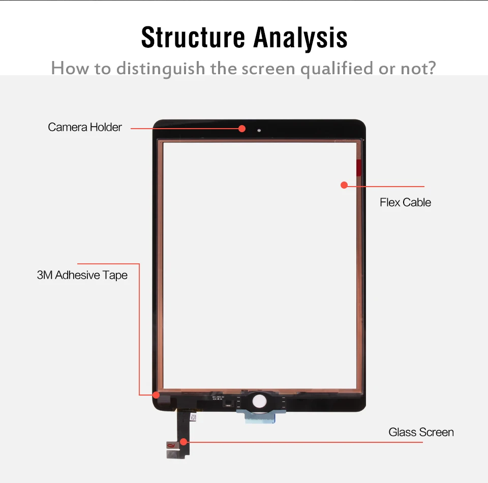 SRJTEK 9.7" For iPad Air 2 2nd Gen A1567 A1566 Touch Screen Digitizer Sensor Panel Glass Tablet Touch For iPad 6