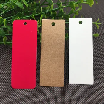 

7x2.5cm 100Pcs/Lot Kraft Paper Cardboard Handmade Multi-color Rectangular Hang Tag For Clothes Price Note Greeting Card Hang Tag