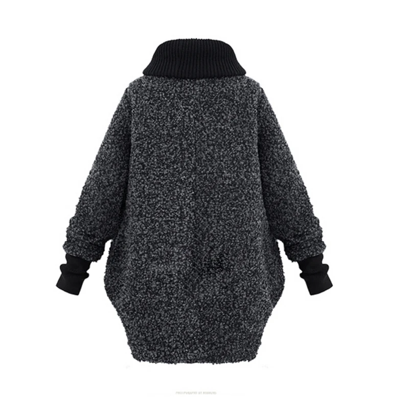 winter jacket women large size new women's high collar solid color coat long loose long sleeve wool coat winter jacket women