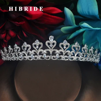 

HIBRIDE Fashion Tiaras Micro Pave CZ Bride Crown Wedding Hair Jewelry Diadem Mariage Bijoux Hair Accessories Party Gifts C-73
