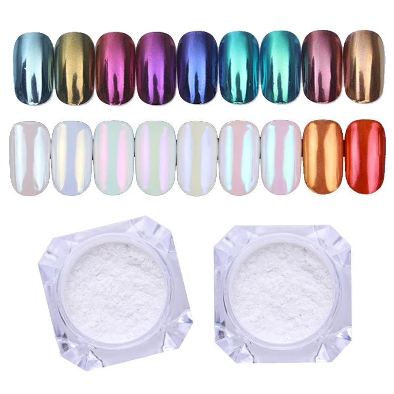 1g espejo brillo uñas cromo pigmento Shell deslumbrante DIY salón Micro holográfico polvo láser decoración de uñas manicura