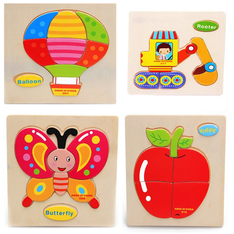 4pcs Baby Wooden Puzzle Toys for Toddlers Interactive Jigsaw