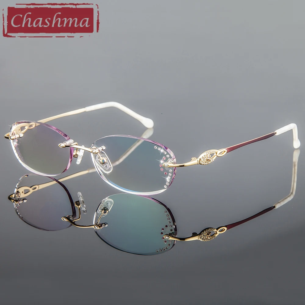 Брендовые женские очки Chashma в оправе прозрачные с линзами алмазным оттенком для