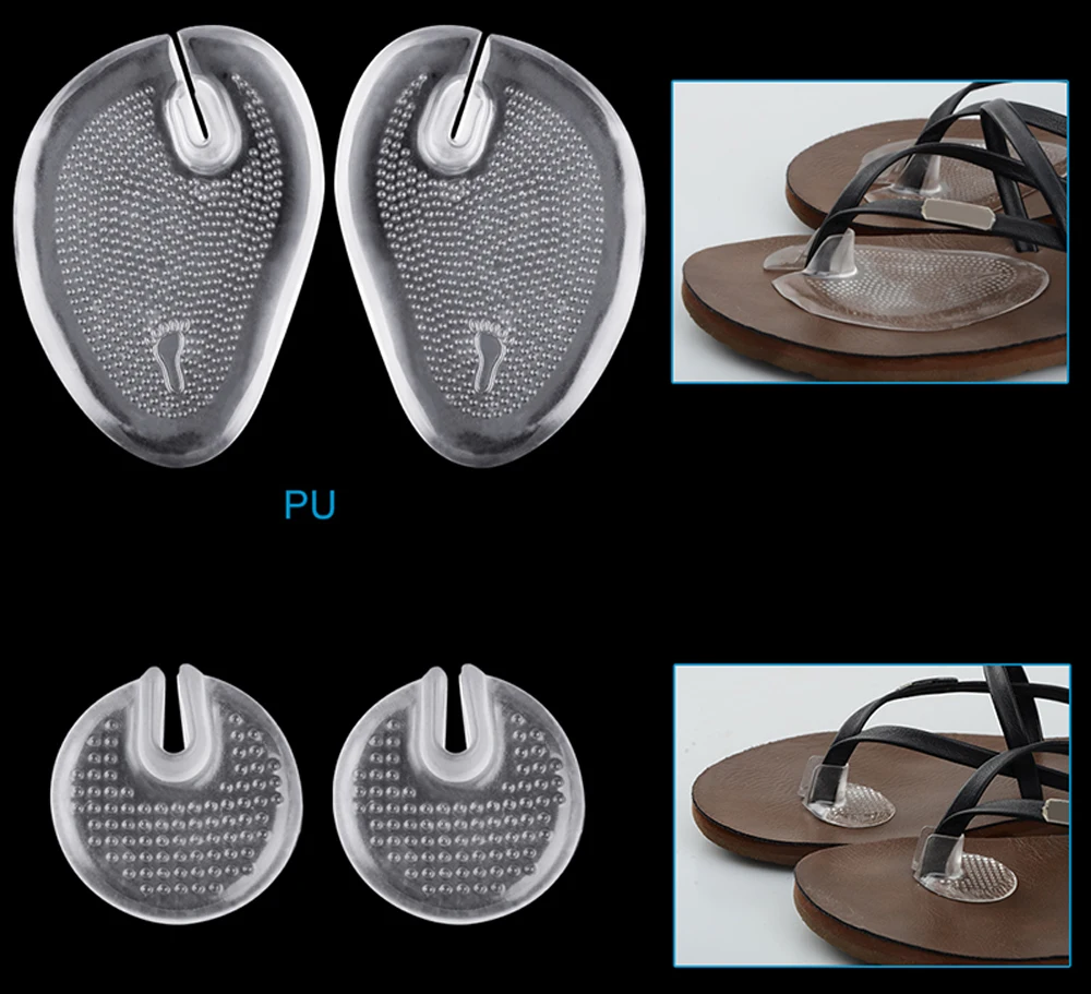 4 шт.; невидимые сандалии-Вьетнамки; силиконовая противоскользящая накладка на переднюю часть стопы; массажные вставки
