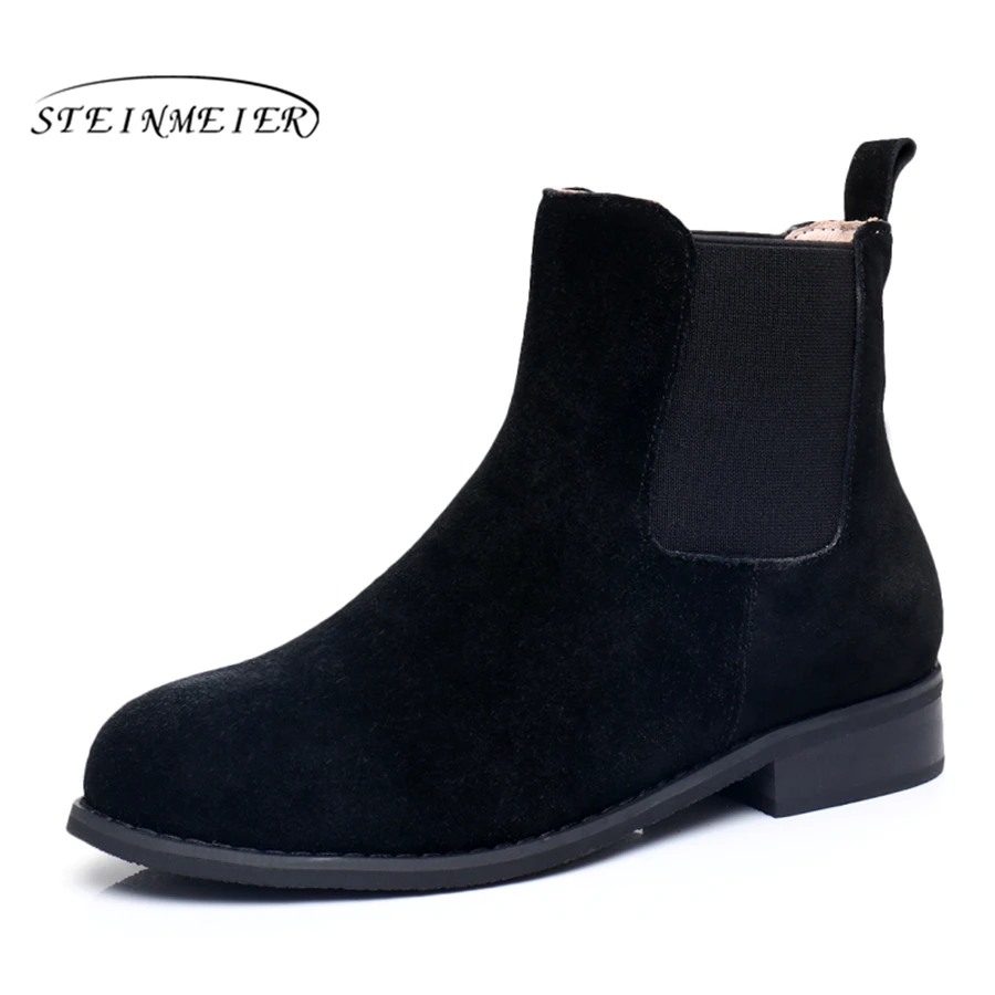 

Genuine Leather Ankle Boots Comfortable quality soft Shoes Brand Designer Handmade black brown US size 9.5 with fur 2018 spring
