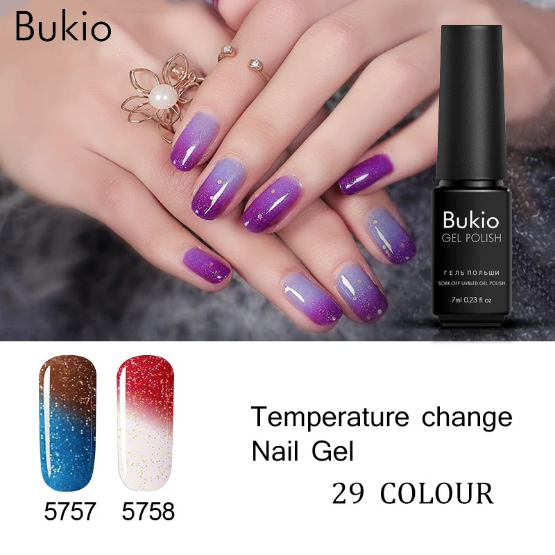 Bukio Температура изменение ногтей гель Краски для нужно УФ светодиодная лампа