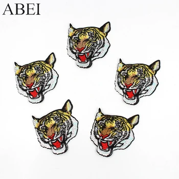 

5pcs/lot Iron Lifelike Tiger Stickers Embroidered Animal Patches for Shoes Backpack Jeans Diy Clothing Appliqued Sewing Badge