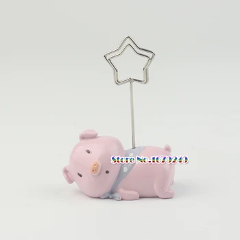 

Cute sleeping Pig Shape card holder Memo Clip Table,Pink pig Photo Holder Stands for Weddings Children Party Gathering 50pcs/lot