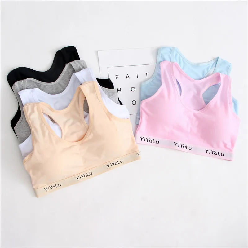 2018 Kids Sports Training Bra for Teenage Girl Underwear Bras Solid Color Wireless Cotton Girls Bra