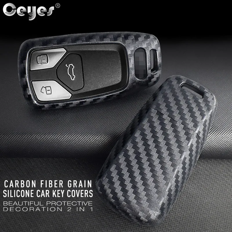 

Ceyes Car Sticker Protection Styling Accessories Shell Holder Case For Audi TT A7 New A4 A4L A5 QT 8S B9 Q5 Remote Carbon Fiber