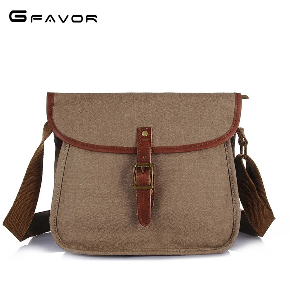

G-FAVOR Men's Messenger Bag Canvas&Crazy Horse Leather Crossbody Bags Men Waterproof Casual Travel Bags Versatile