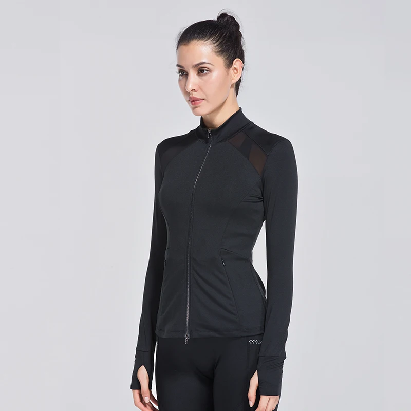 LANTECH Женская Беговая куртка эластичная тонкая спортивная одежда для йоги фитнес тренировки бег компрессионная Куртка Топы с длинными рукавами