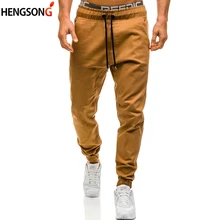 Весенние мужские брюки с завязками, штаны в стиле хип-хоп, шаровары, Мужские штаны для бега, одноцветные спортивные штаны размера плюс M-3XL