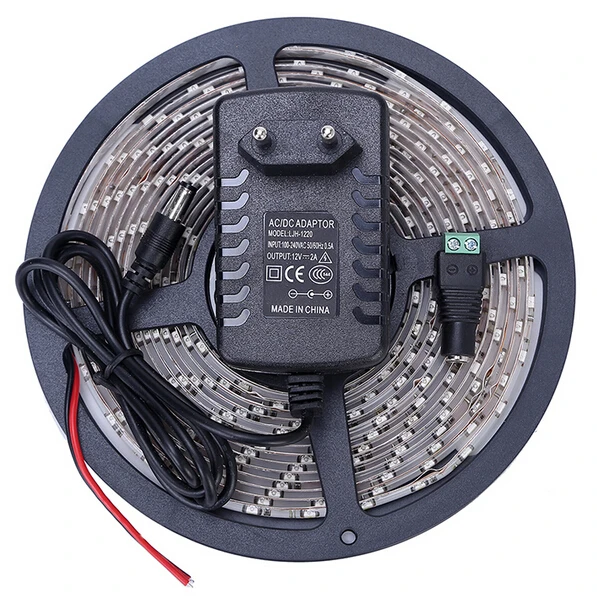 

Waterproof LED Strip 300leds 5M 3528 SMD Cool/Warm White Red Green Blue Yellow Light IP65 Ribbon Tape with 12V 2A Power Adapter