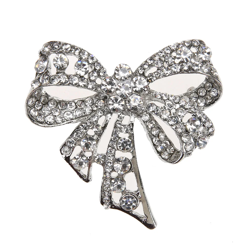 New Women Vintage Bowknot Brooch Jewelry Crystal Pin Brooch for Women