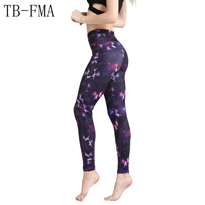 Floral Printed Yoga Pants Women High Waist Fitness Compression Sport Tights Yoga Sportswear