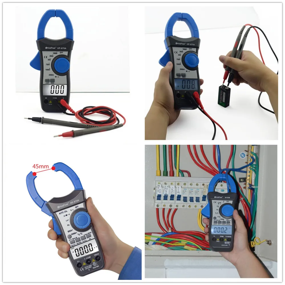 HoldPeak HP-870N Auto Range DC AC Digital Clamp Meter multímetro Pinza Amperimetrica Amperimetro True RMS Frequency Backlight HoldPeak HP-870N Auto Range DC AC Digital Clamp Meter multímetro Pinza Amperimetrica Amperimetro True RMS Frequency Backlight