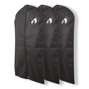 

YHYS Pack of 3 Black Breathable Suit Garment Bag for Suits Dresses Coats Black