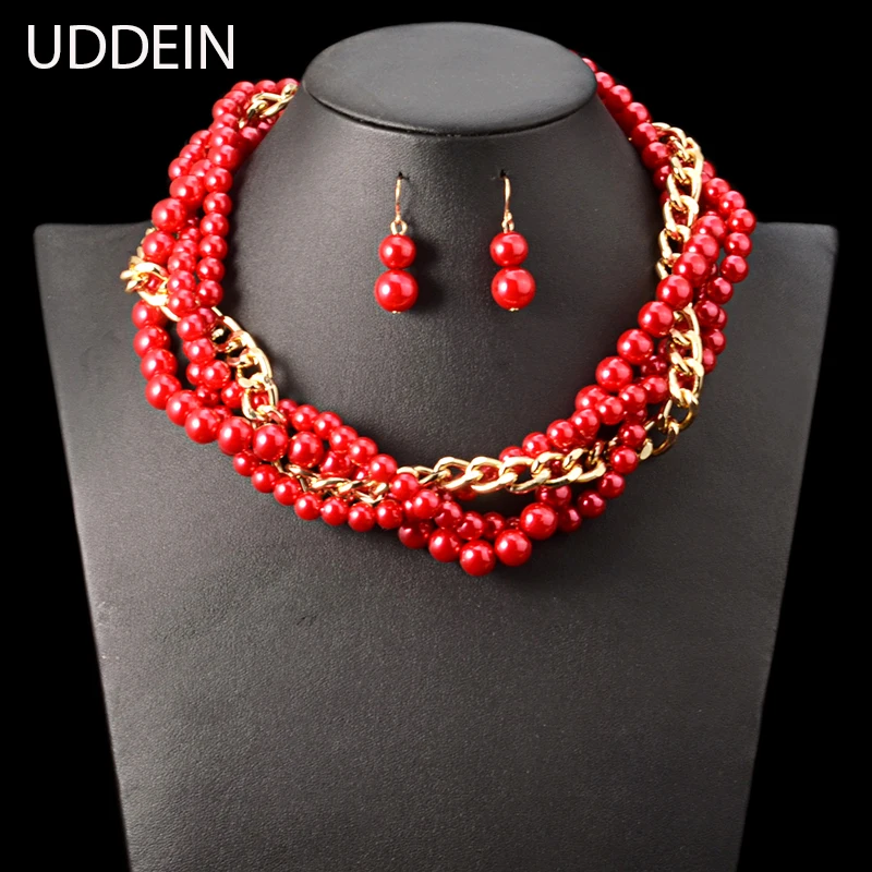 

UDDEIN bulk order price simulated pearl jewelry vintage statement choker necklace women Nigerian Wedding Indian jewelry sets