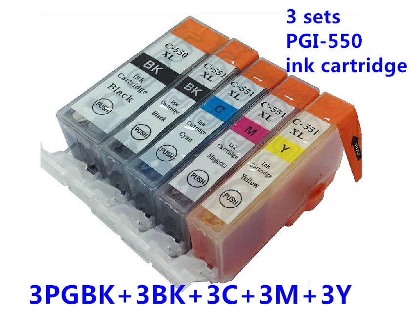 5 CARTUCCE PER CANON PIXMA mg5450 mg5550 ip7250 mg6350 mx725 pgi-550 cli-551