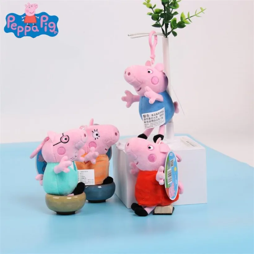 

13 CM Original Peppa Pig Family George Dad Mom Stuffed Doll Pelucia Plush Toys For Children