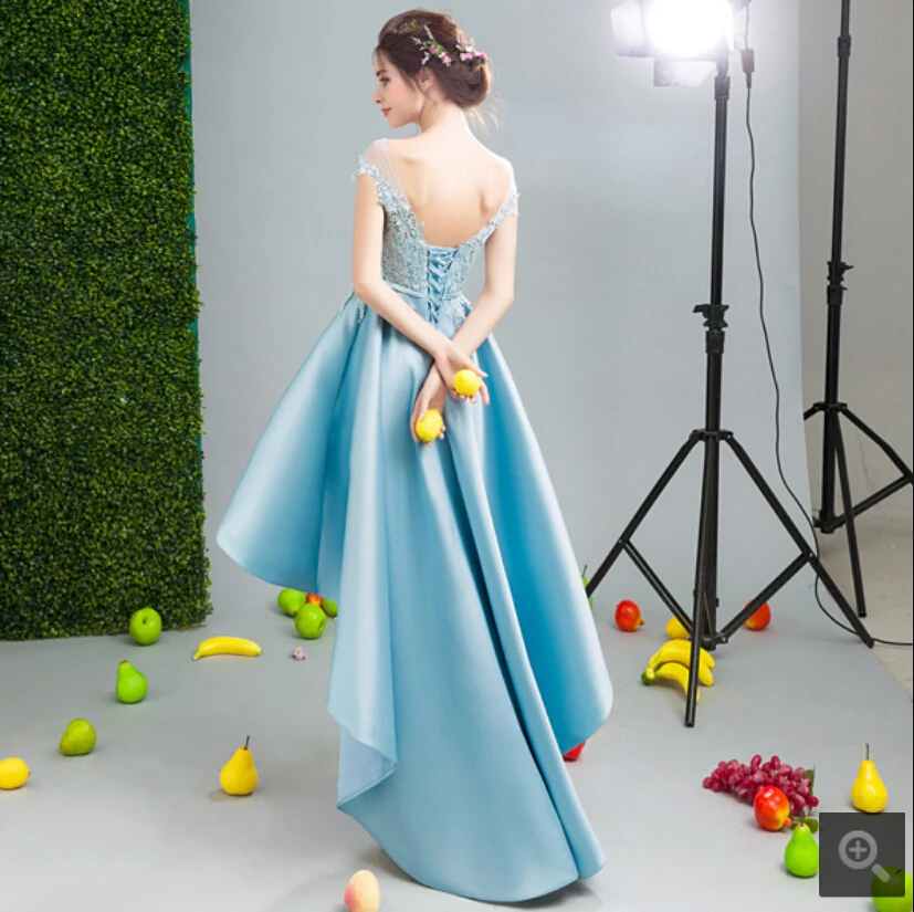 Vestido De Festa небесно голубое кружевное вечернее платье с аппликацией