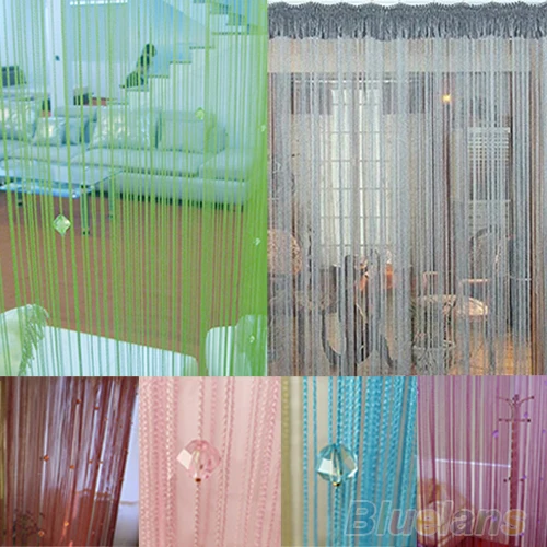 

String Door Curtain Fly Screen Divider Room Window Decor DIY Blind Tassel Drape+40pcs beads 7M9W